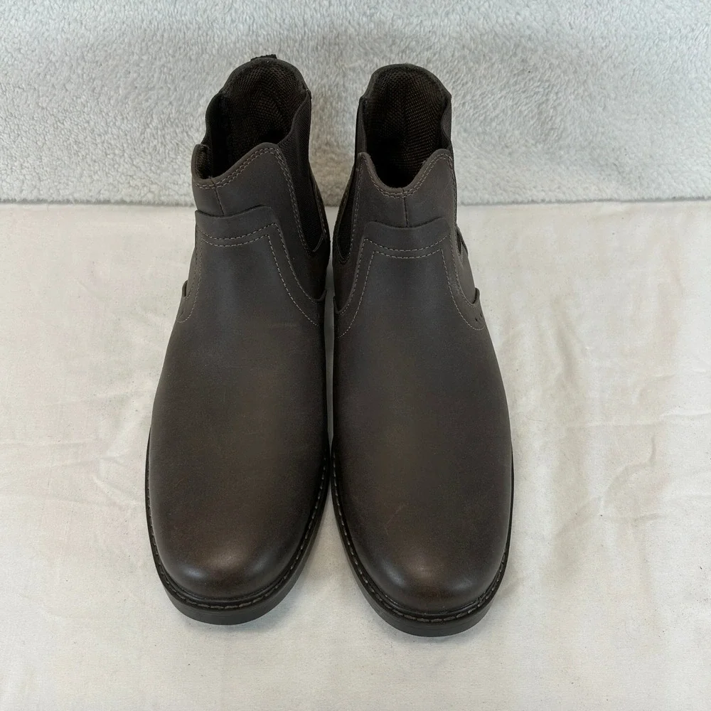 Nunn Bush‎ Mens Dark Brown Leather Chelsea Brogue Lug Sole Boots 11.5 NEW